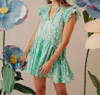 Love The Label Edith Dress In Yara Print Bermuda In Blue