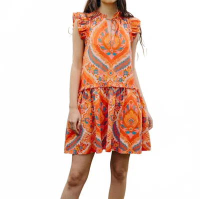 Love The Label Edith Mini Dress In Jupiter Print Orange In Multi
