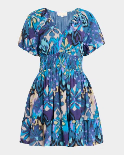 Love The Label Elida Puff-sleeve Mini Dress In Multi