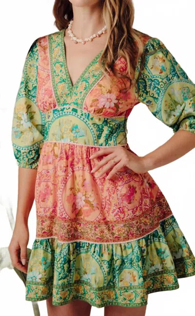 Love The Label Elise Mini Dress In Tresco Mix In Multi