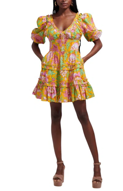 Love The Label Eloise Dress In Betty Yellow Print In Multi