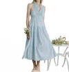 Love The Label Eloise Sleeveless Midi Dress In Blue And White Seersucker In Blue