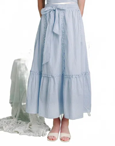 LOVE THE LABEL ELOWEN MAXI SKIRT IN BLUE AND WHITE SEERSUCKER