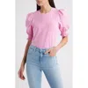 Love The Label Esme Puff Sleeve Top In Pink