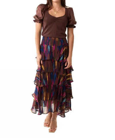 Love The Label Fayette Skirt In Chocolate Multi