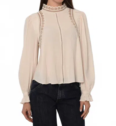 Love The Label Fiona Lace Long Sleeve Top In Ivory In Brown