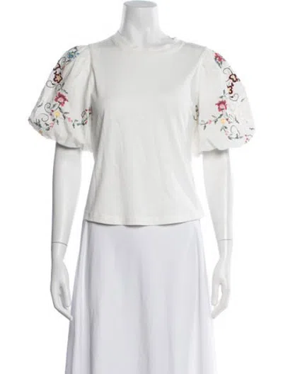 Pre-owned Love The Label Floral Print Crew Neck T-shirt W/ Tags In White