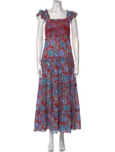 Pre-owned Love The Label Floral Print Long Dress In Blue