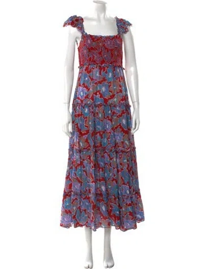 Pre-owned Love The Label Floral Print Long Dress In Blue