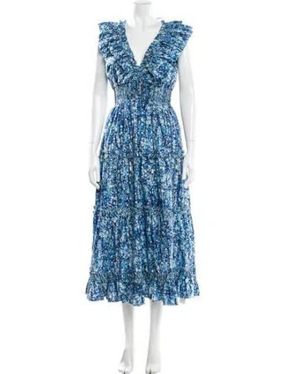 Pre-owned Love The Label Floral Print Long Dress In Blue
