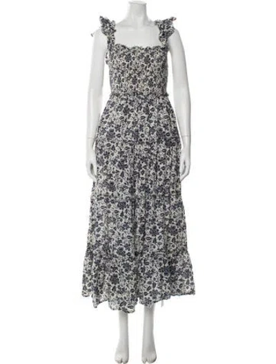 Pre-owned Love The Label Floral Print Long Dress In Blue