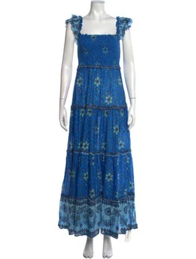 Pre-owned Love The Label Floral Print Long Dress In Blue