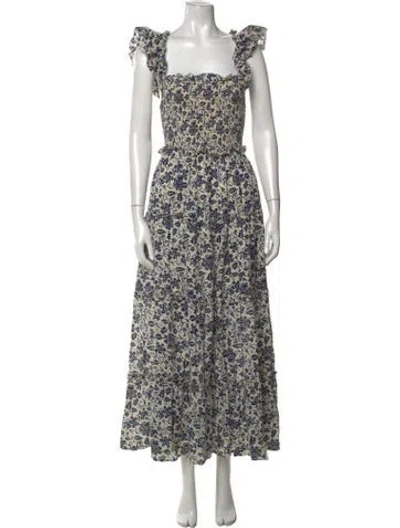 Pre-owned Love The Label Floral Print Long Dress In Blue/neutrals