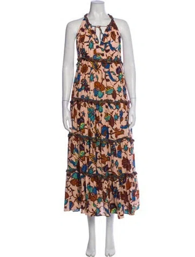 Pre-owned Love The Label Floral Print Long Dress In Brown