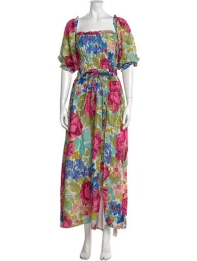 Pre-owned Love The Label Floral Print Long Dress In Multicolor