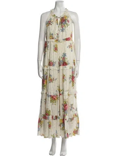 Pre-owned Love The Label Floral Print Long Dress In Neutral