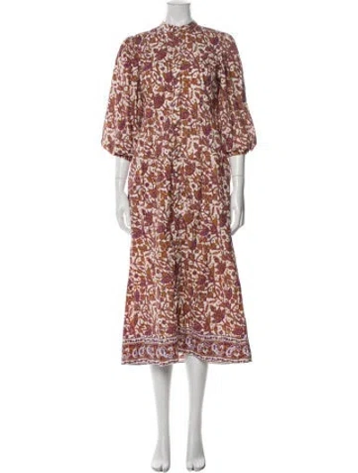 Pre-owned Love The Label Floral Print Long Dress In Neutral