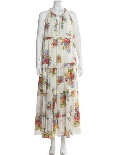 Pre-owned Love The Label Floral Print Long Dress In Neutral