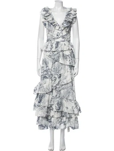 Pre-owned Love The Label Floral Print Long Dress In Neutral