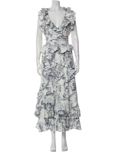 Pre-owned Love The Label Floral Print Long Dress In Neutral