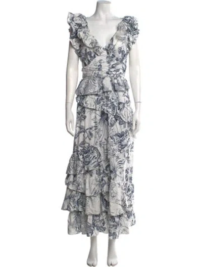Pre-owned Love The Label Floral Print Long Dress In Neutral