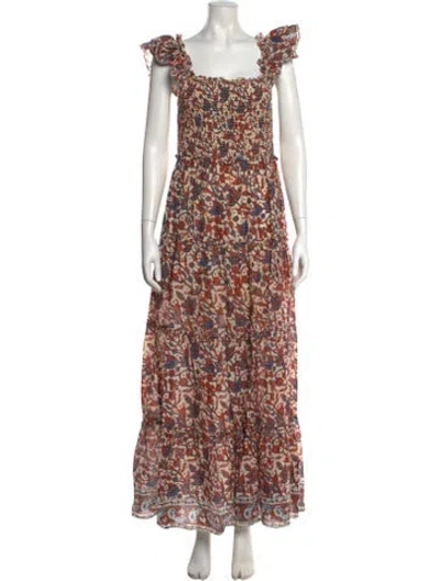 Pre-owned Love The Label Floral Print Long Dress In Orange