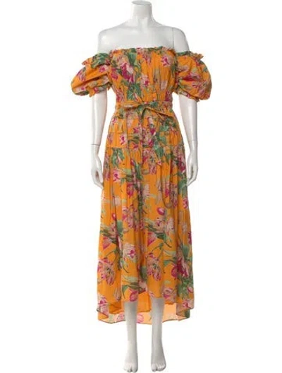 Pre-owned Love The Label Floral Print Long Dress In Orange