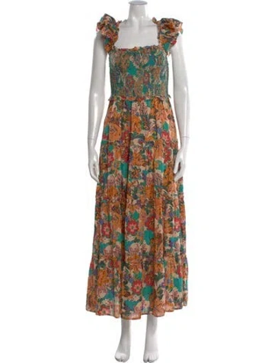 Pre-owned Love The Label Floral Print Long Dress In Orange