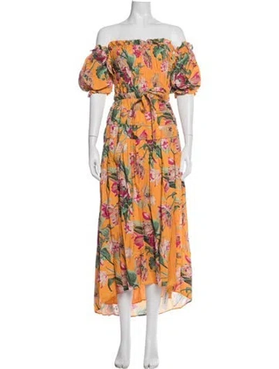 Pre-owned Love The Label Floral Print Long Dress In Orange