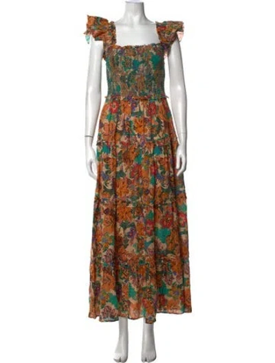 Pre-owned Love The Label Floral Print Long Dress In Orange