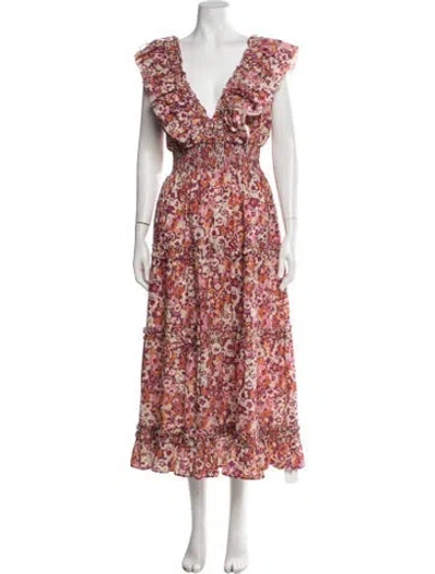 Pre-owned Love The Label Floral Print Long Dress In Pink