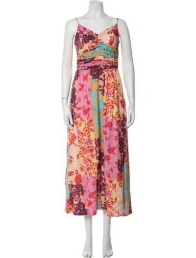 Pre-owned Love The Label Floral Print Long Dress In Pink