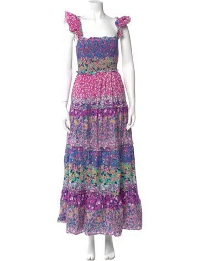 Pre-owned Love The Label Floral Print Long Dress In Purple