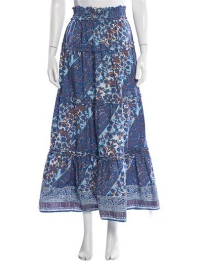 Pre-owned Love The Label Floral Print Long Skirt In Blue