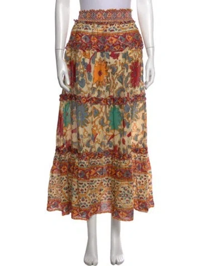 Pre-owned Love The Label Floral Print Long Skirt In Neutral