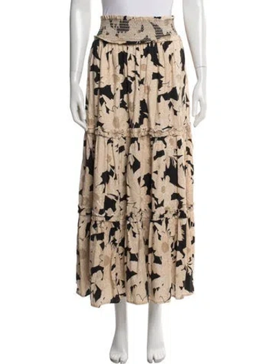 Pre-owned Love The Label Floral Print Long Skirt In Neutral