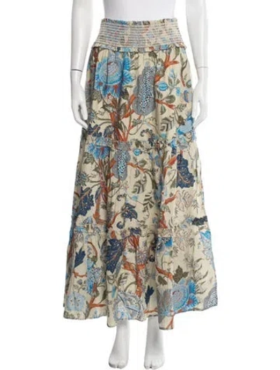 Pre-owned Love The Label Floral Print Long Skirt W/ Tags In Blue