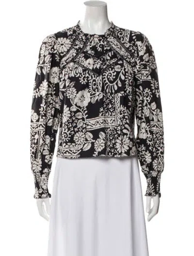 Pre-owned Love The Label Floral Print Long Sleeve Blouse In Blue