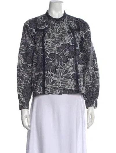 Pre-owned Love The Label Floral Print Long Sleeve Blouse W/ Tags In Black
