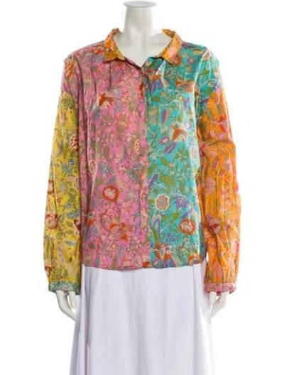 Pre-owned Love The Label Floral Print Long Sleeve Blouse W/ Tags In Multi