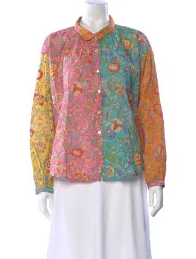 Pre-owned Love The Label Floral Print Long Sleeve Button-up Top In Pink