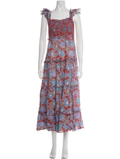 Pre-owned Love The Label Floral Print Midi Length Dress In Blue