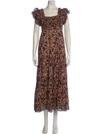 Pre-owned Love The Label Floral Print Midi Length Dress In Neutral