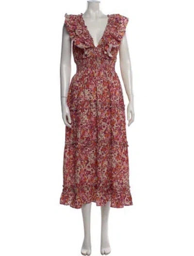 Pre-owned Love The Label Floral Print Midi Length Dress In Pink