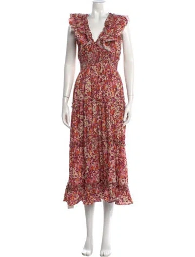 Pre-owned Love The Label Floral Print Midi Length Dress In Pink