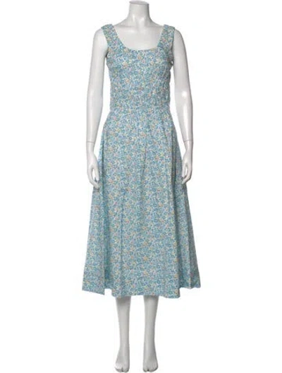 Pre-owned Love The Label Floral Print Midi Length Dress W/ Tags In Blue