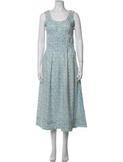 Pre-owned Love The Label Floral Print Midi Length Dress W/ Tags In Blue