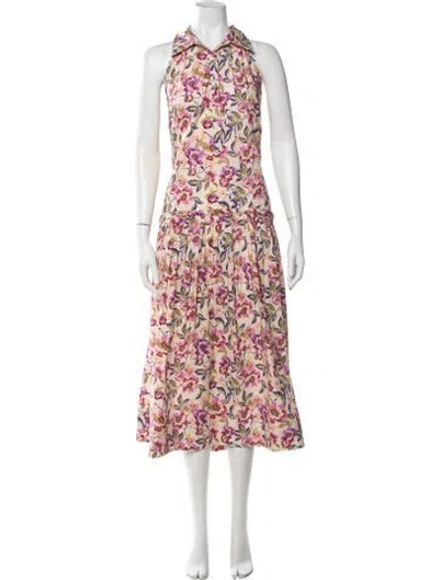 Pre-owned Love The Label Floral Print Midi Length Dress W/ Tags In Multicolor