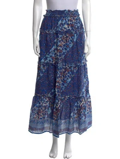 Pre-owned Love The Label Floral Print Midi Length Skirt In Blue