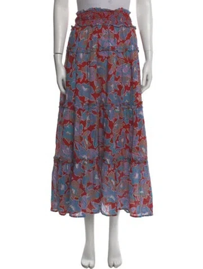 Pre-owned Love The Label Floral Print Midi Length Skirt In Blue